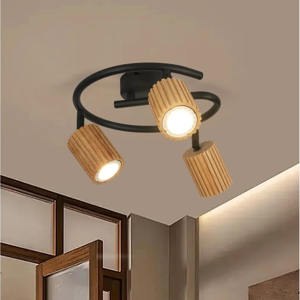 Brilagi - Oprawa punktowa MODERN WOOD 3xGU10/8W/230V drewno/czarny
