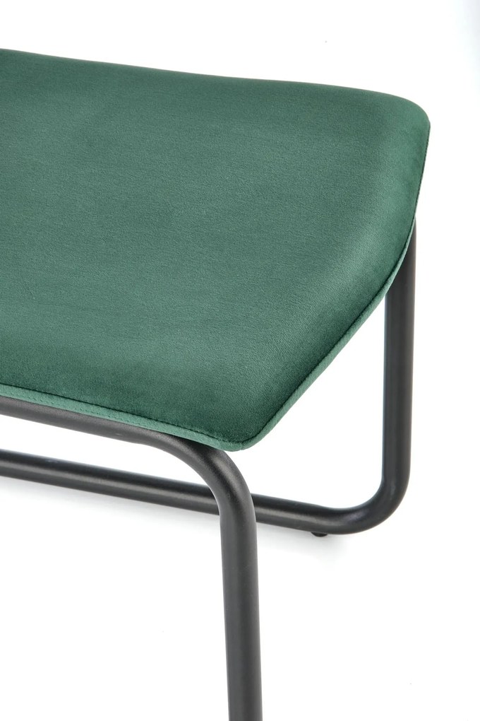 K444 krzesło ciemny zielony, tkanina velvet, pikowane, na płozach, loft