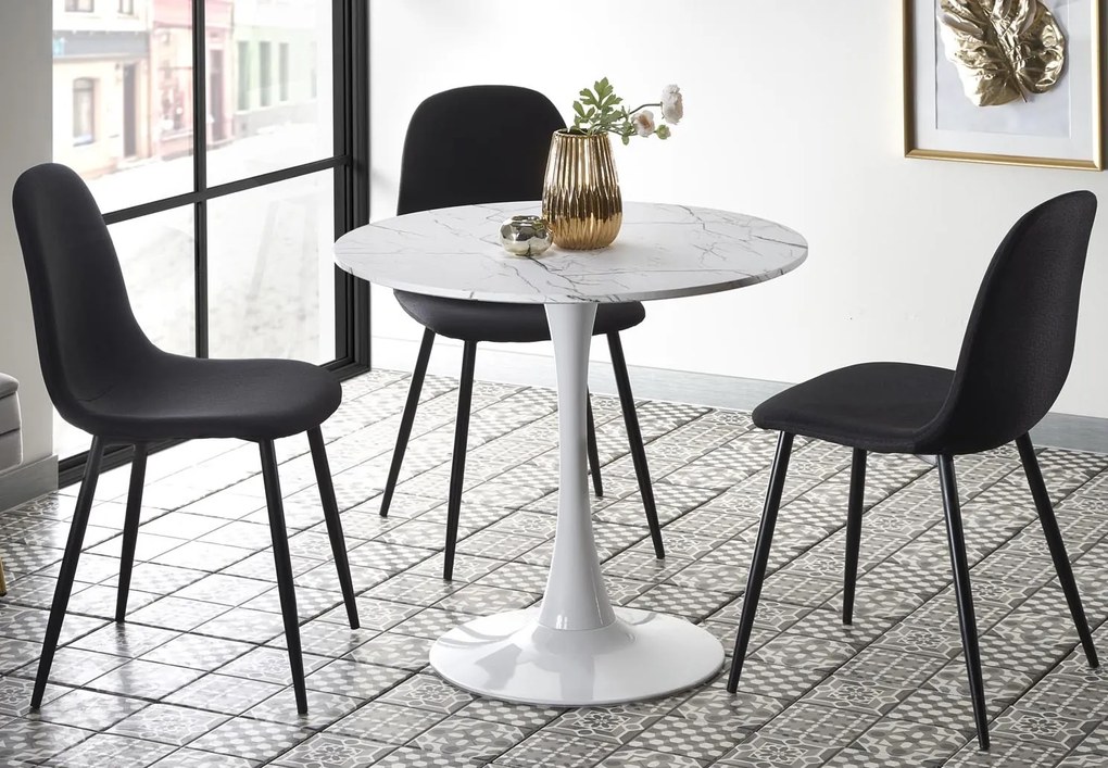 Stół kawiarniany na jednej nodze Denver imitacja białego marmuru