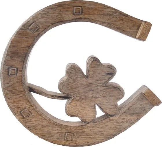 InDecor Dekoracja ścienna z drewna mango Podkowa zkoniczynką, 20 x 21,5 x 2,5 cm