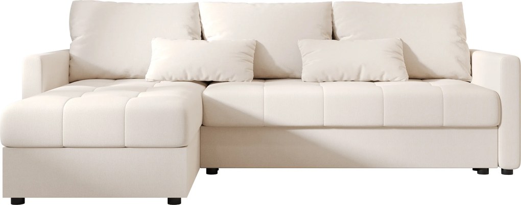 Rozkładana narożna sofa VENORIA 220x143 cm, kremowa, uniwersalna + 2 poduszki GRATIS