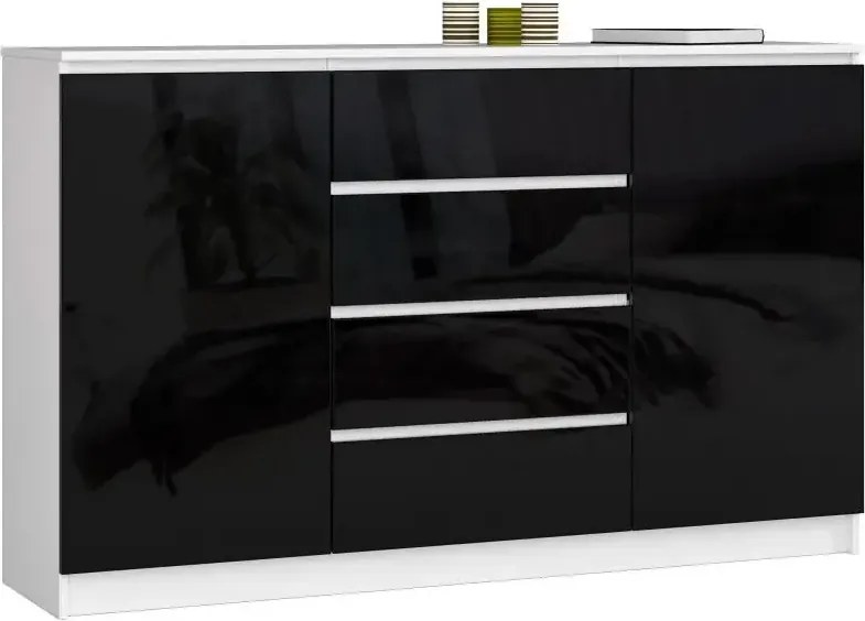 Nowoczesna komoda do salonu biały + czarny połysk M1-Z71