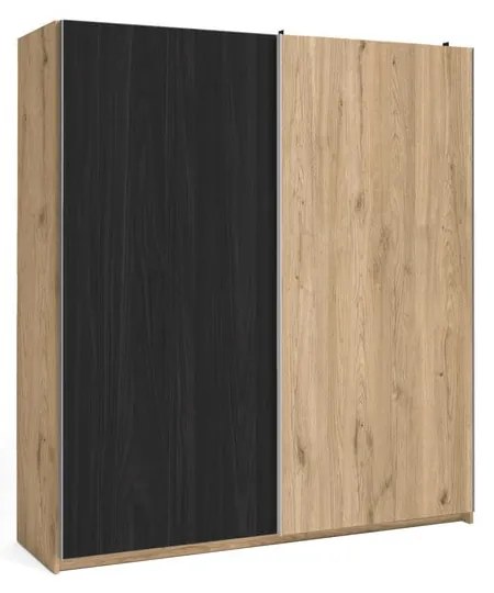 Czarna szafa w dekorze dębu z drzwiami przesuwnymi 182x200 cm Care – Marckeric