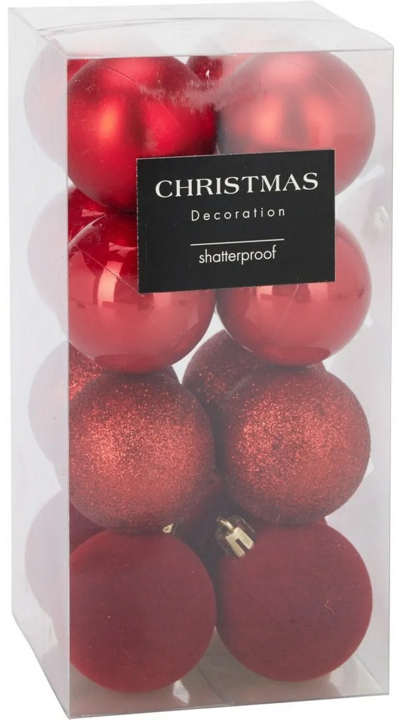 Zestaw 16 sztuk ozdób świątecznych Festive Sparkles, czerwony, śr. 5 cm, plastik, 4HOME