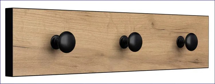 Nowoczesny wieszak ścienny dąb craft + czarny E2-P44