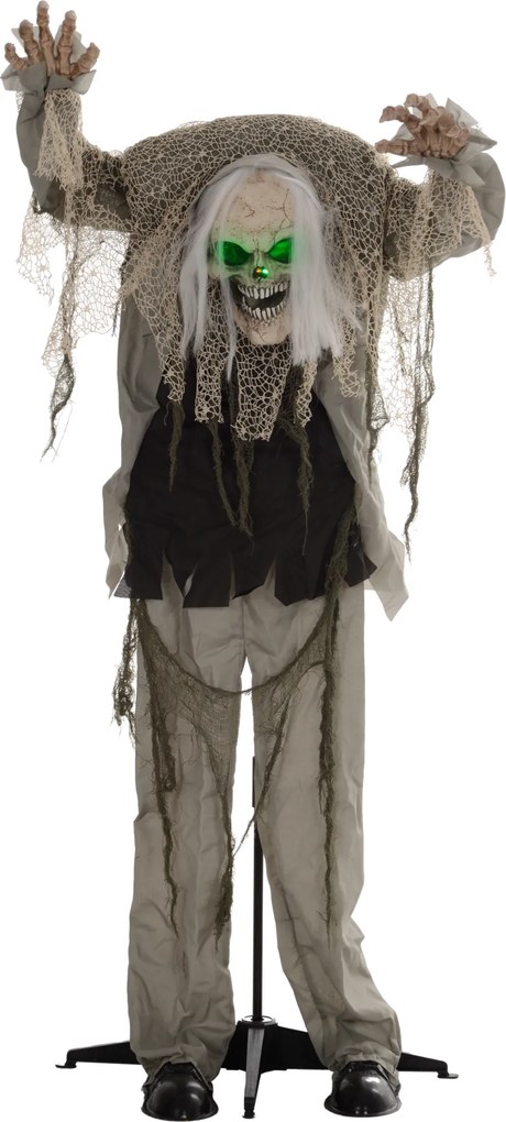 HOMCOM Duch-szkielet na Halloween, przerażający wył, zielone światło, ruchome ramiona, 160 cm