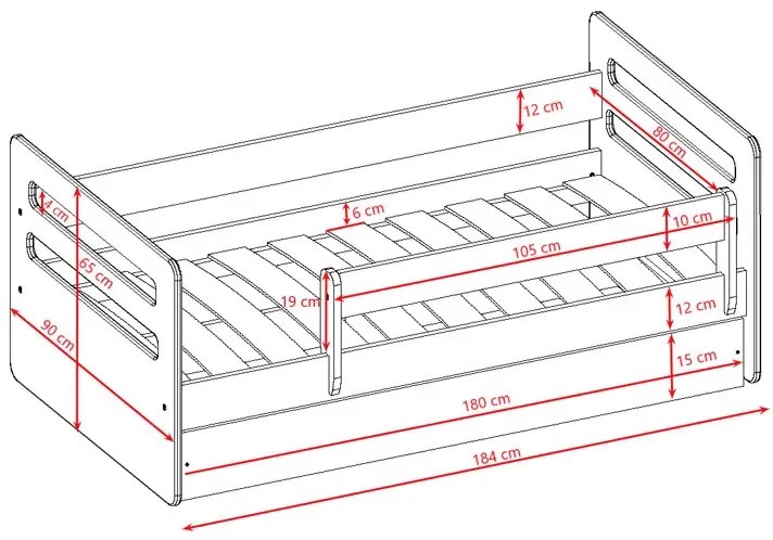 Łóżko dla chłopca z materacem Acar 2X 80x180 - niebieskie