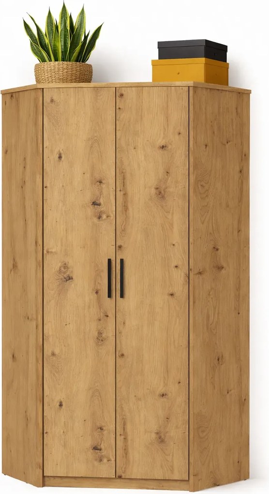 Narożna szafa na ubrania z półkami dąb artisan N5-K05