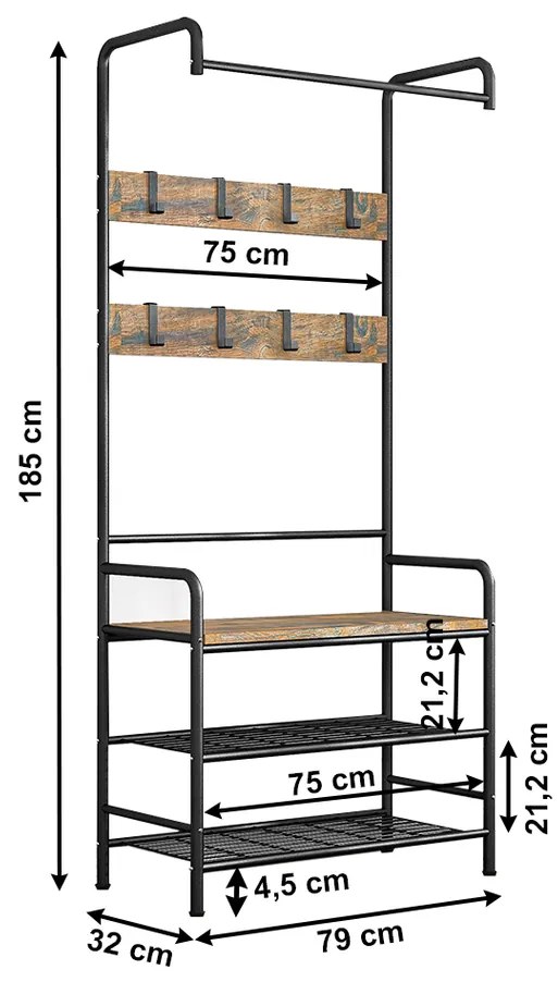 Stojak na buty Kelam, 79 x 32 x 185 cm