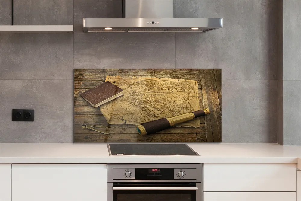 Szklany Panel Stara Mapa w Formie Zeszytu