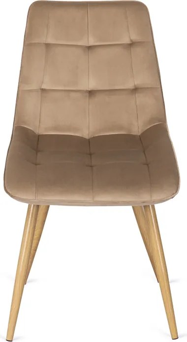 Krzesło Tapicerowane do Salonu RODRI Beżowe Welurowe Nowoczesne