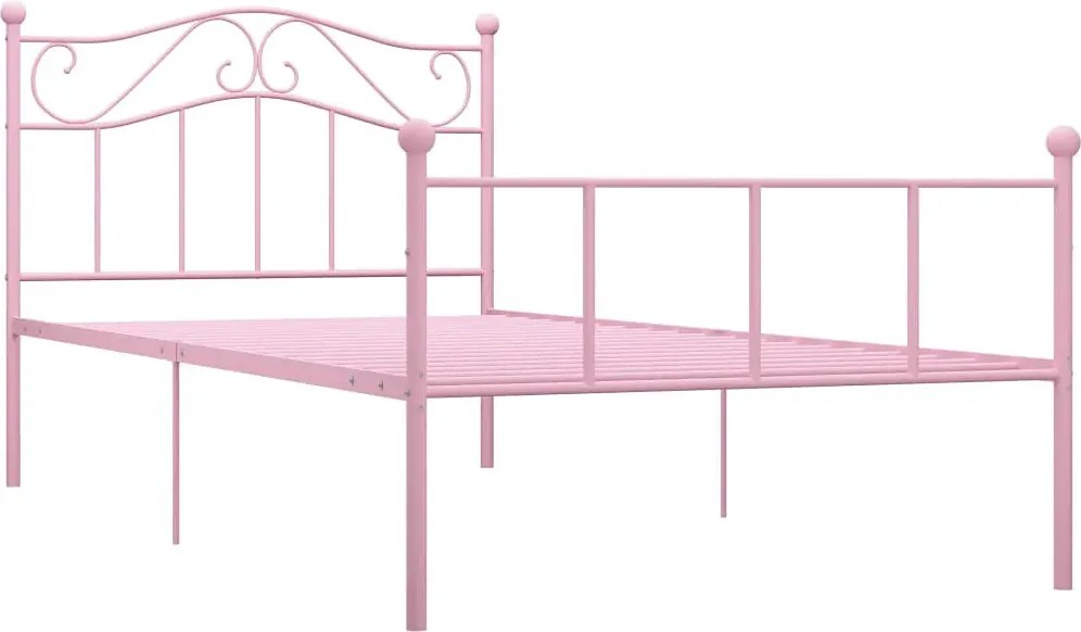 Różowe minimalistyczne łóżko z metalu 90x200 cm F9-P27