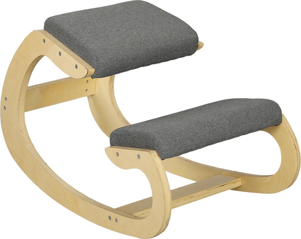 HOMCOM Ergonomiczny, kołyszący się stołek do klęczenia dla biura domowego, Poprawa postawy, Szary