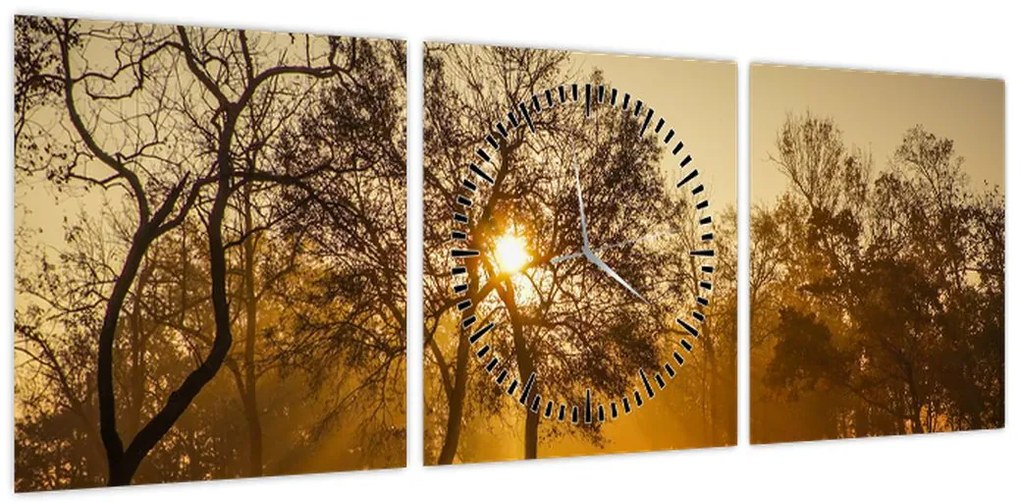 Obraz wschodu słońca (z zegarem) (90x30 cm)