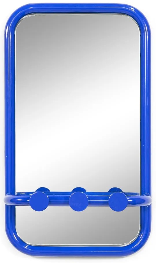 Niebieski metalowy panel z wieszakami do przedpokoju 35x60x11 cm Retro – Spinder Design