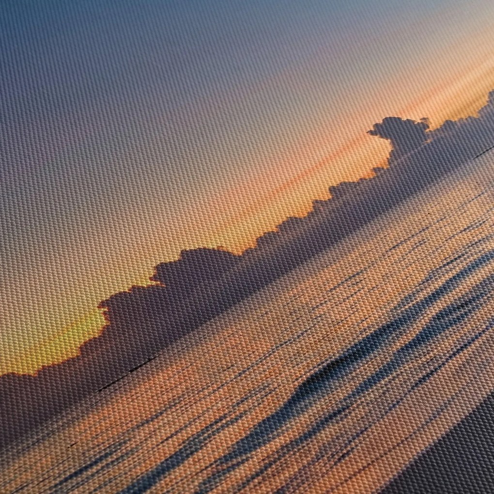 Obraz kobiety na plaży (z zegarem) (90x30 cm)