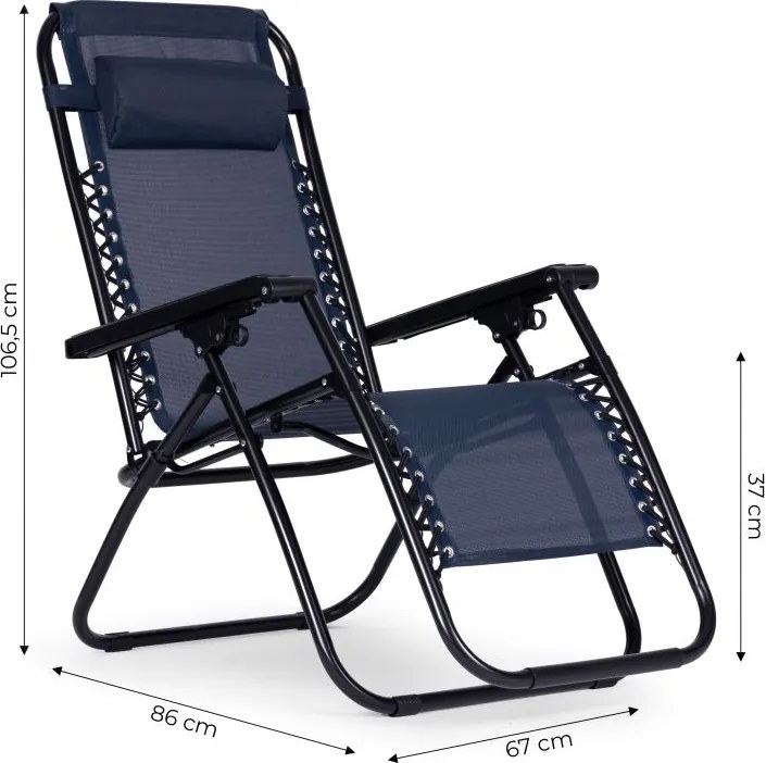 Składany leżak ogrodowy, tarasowy Rimini 009, niebieski