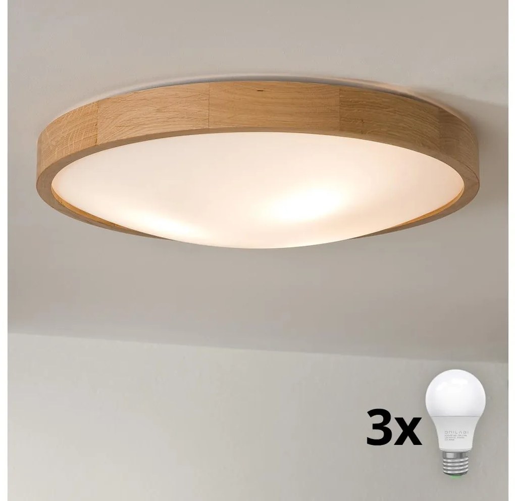 Brilagi - LED sufitowa lampa CARVALHO SLIM 3xE27/60W/230V dąb pr. 47 cm