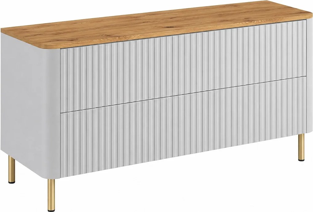 Szafka łazienkowa 120, Biały, blat dąb craft, nogi złote, 120,8 x 44,2 x 65 cm