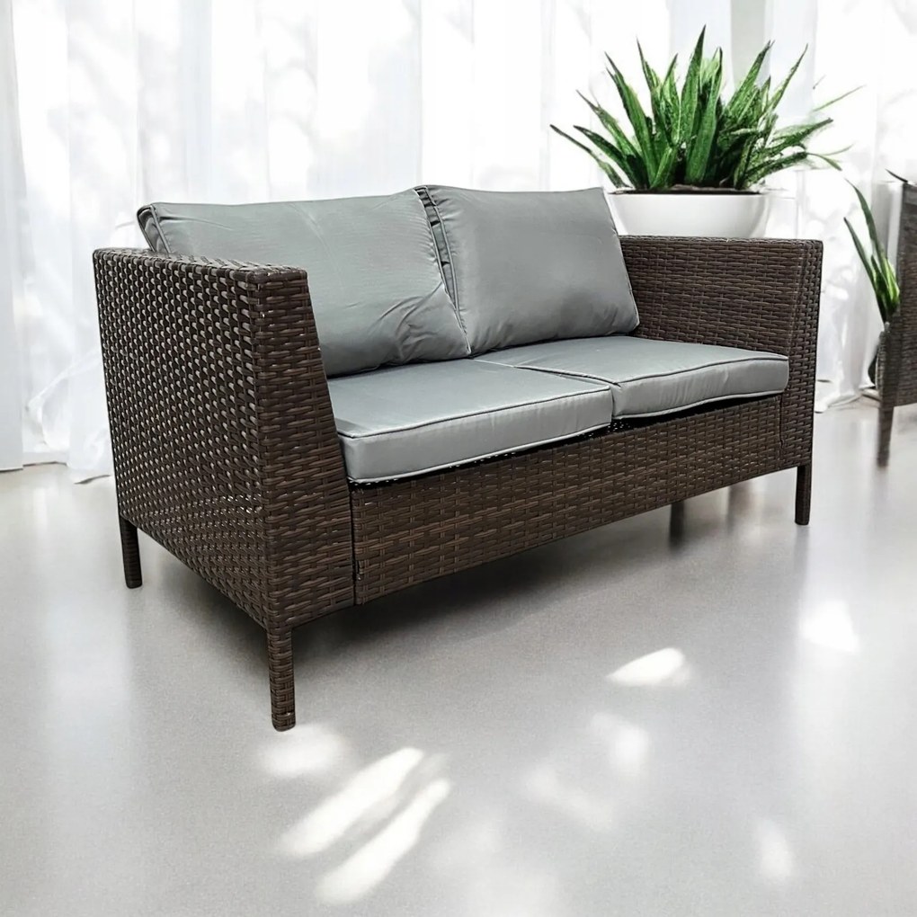 Zestaw mebli do ogrodu Breza, kolor brązowy, poduszki szare