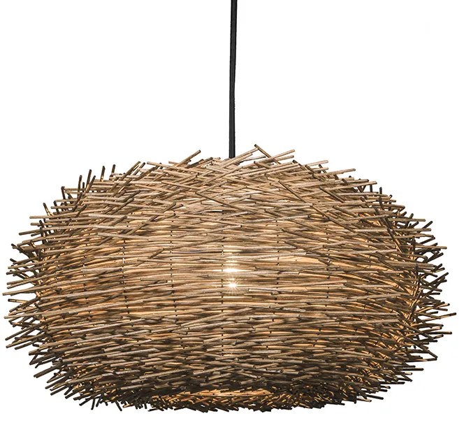 Rustykalna lampa wisząca brązowa rattan - Hatch 45 Nowoczesny Oswietlenie wewnetrzne