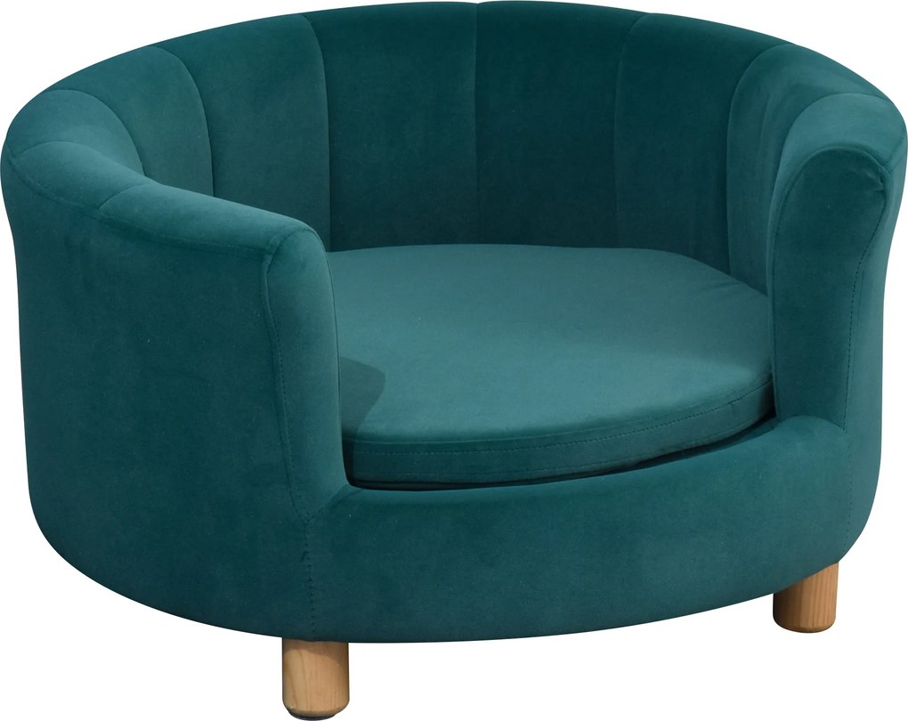PawHut Sofa dla psa z miękkim obiciem okrągłe legowisko dla psa sofa dla zwierząt domowych z drewnianymi nogami
