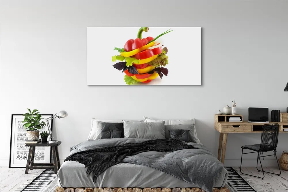 Zdjęcie na płótnie Kompozycja Papryki i Sałaty