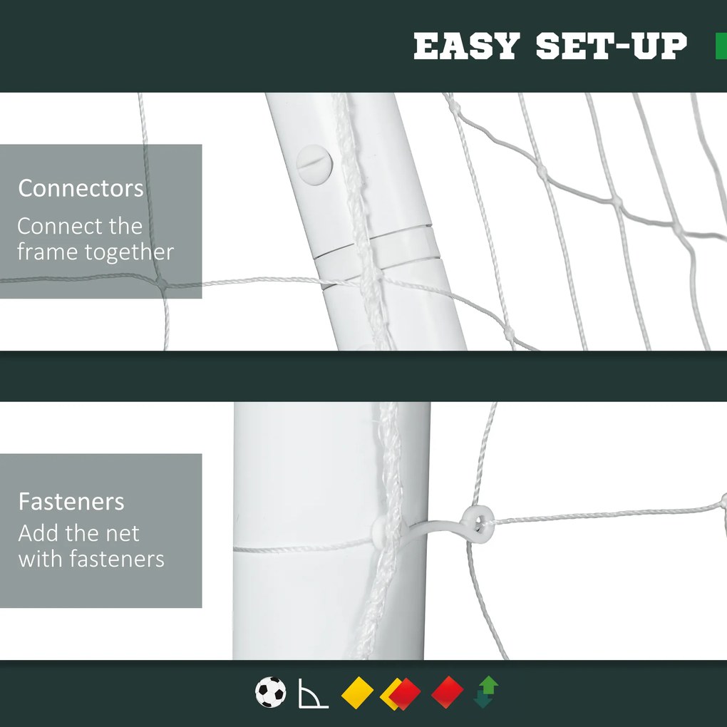 SPORTNOW Bramka do piłki nożnej, solidna siatka, rama z tworzywa sztucznego, kołki, 300L x 120B x 200H cm, Biały