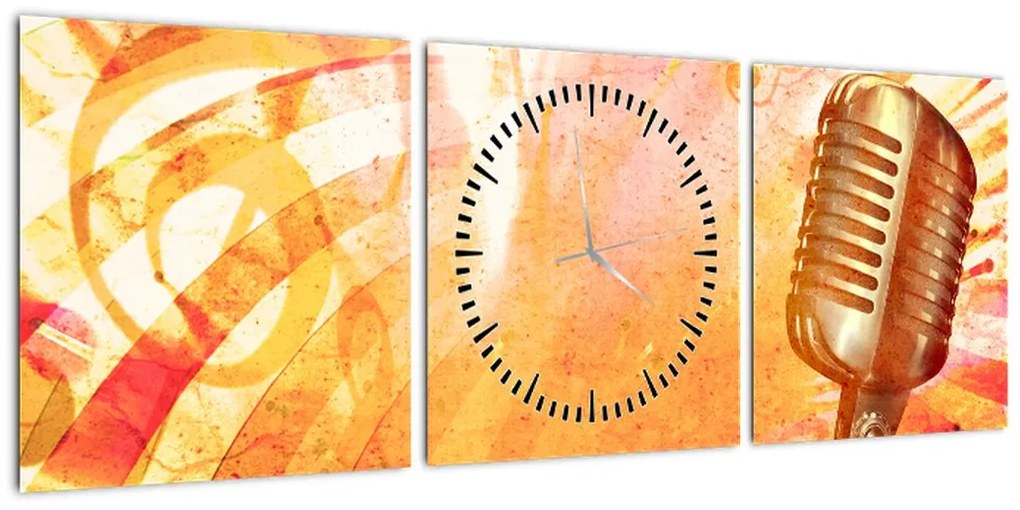 Obraz - Mikrofon retro (z zegarem) (90x30 cm)