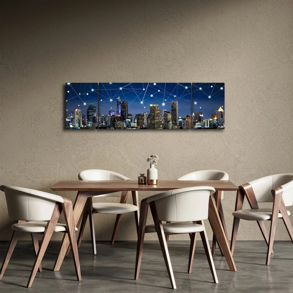Obraz - Wielkie miasto nocą (170x50 cm)