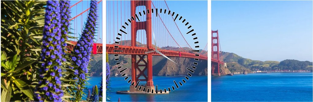 Obraz - Most Golden Gate, San Francisco (z zegarem) (90x30 cm)