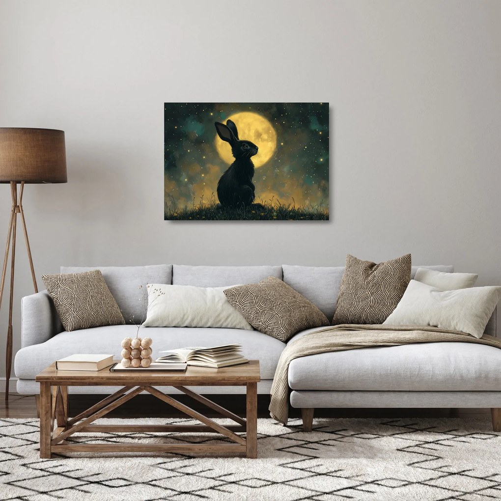 Obraz na szkle - Zając z księżycem (70x50 cm)