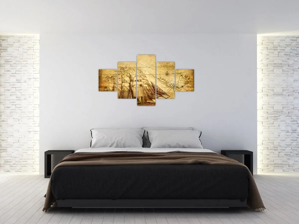 Obraz - Stara mapa (125x70 cm)
