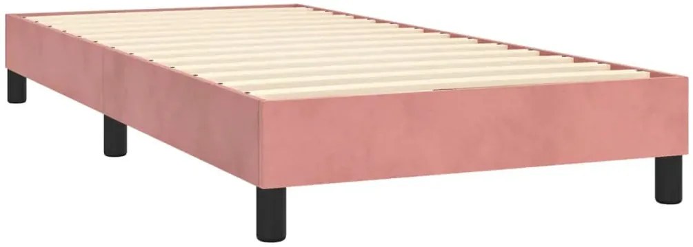 Aksamitne różowe łóżko kontynentalne z materacem 90x200 - Lisila 3X