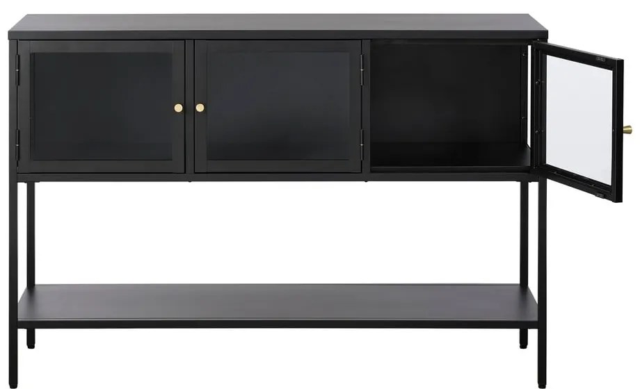Czarna metalowa witryna 132x88 cm Carmel – Unique Furniture