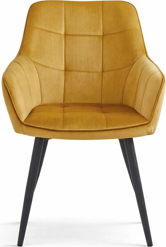 Krzesło jadalniane VARSI VELVET z czarnymi nogami, musztardowe