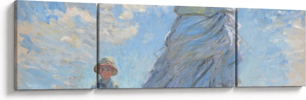 Obraz - Claude Monet, Woman with a Parasol - Madame Monet and Her Son, reprodukcje (170x50 cm)