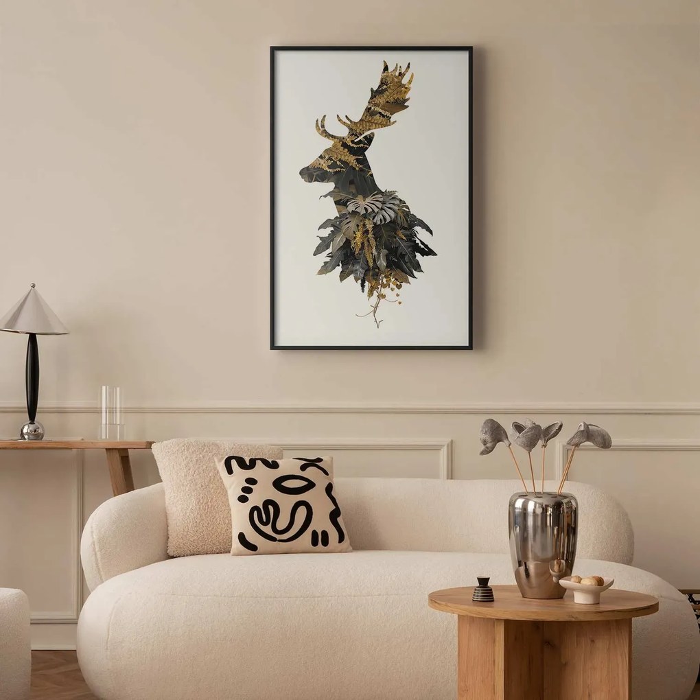 Plakat Leśny jeleń 21x30 cm z ramą czarną bez marginesu ARTGEIST B