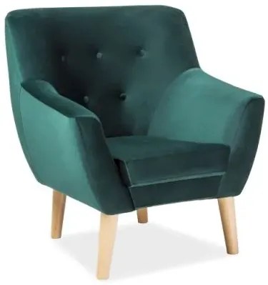 FOTEL NORDIC 1 VELVET KOLOR ZIELONY TAPICERKA BLUVEL 78 / BUK SIGNAL