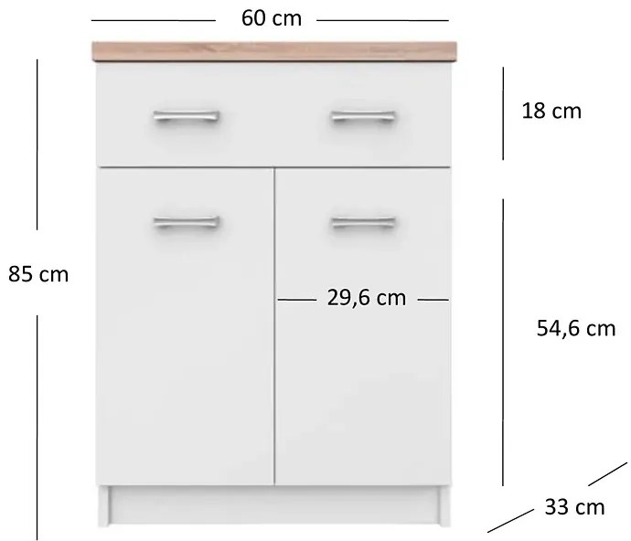 Biała komoda z szufladą i półkami 60 cm Hexi