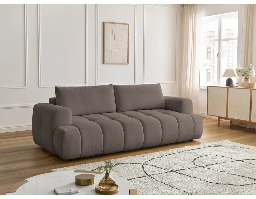 Szarobrązowa rozkładana/ze schowkiem sofa 251 cm Fuji – Bobochic Paris