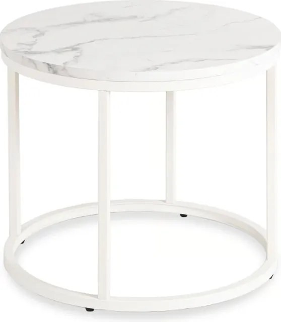Stolik Kawowy AGNES 53 cm Biały Marmur Nowoczesny