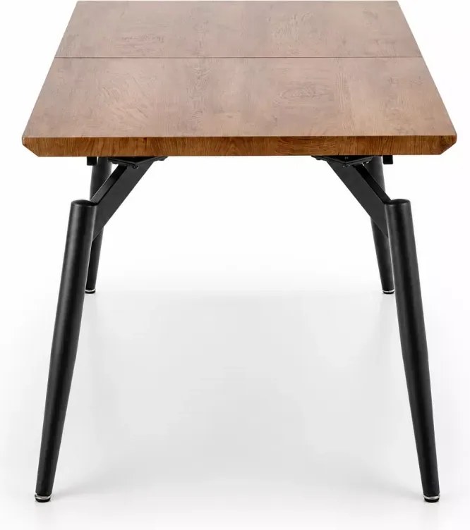 Nowoczesny rozkładany stół Cambridge 140-180 cm z blatem MDF w odcieniu dębu i metalowymi nogami