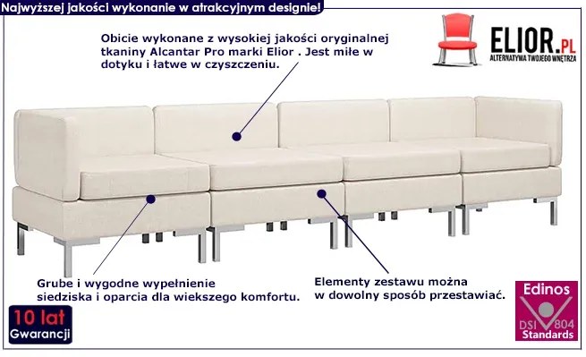 4-częściowy kremowy zestaw wypoczynkowy - Marsala 4D