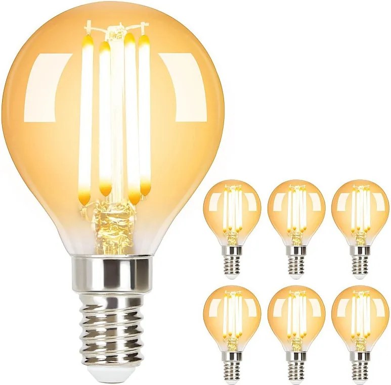 NETTLIFE Zestaw 6 żarówek LED E14 vintage - G45 Retro 2700K 4W ciepła biel