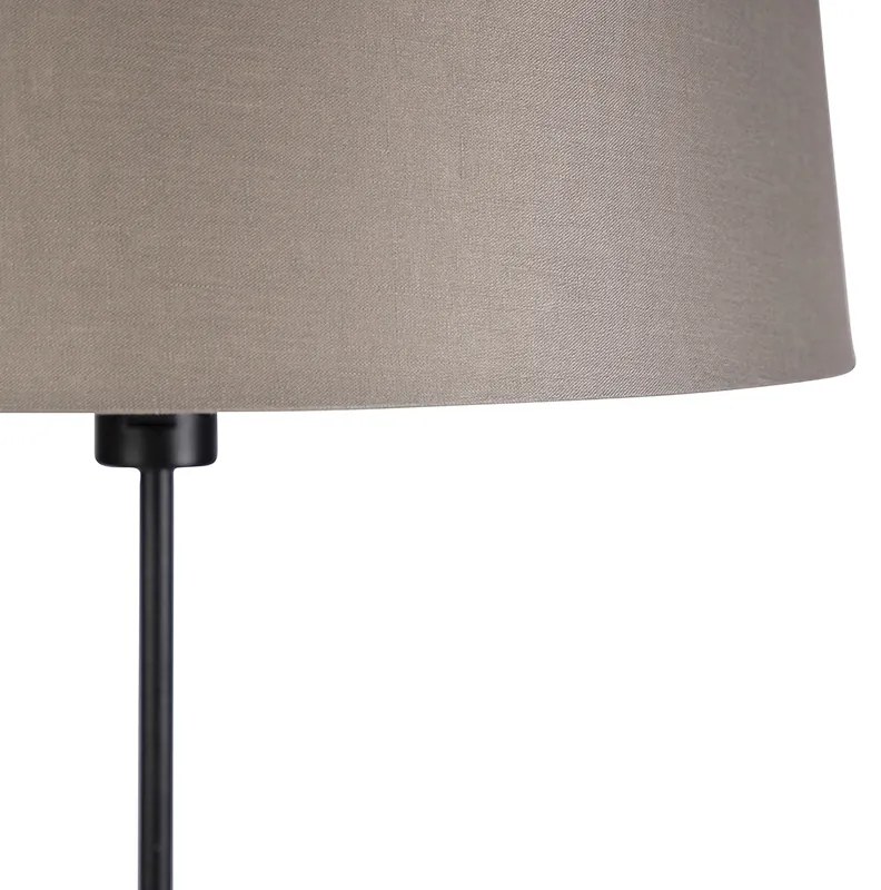 Lampa podłogowa czarna z abażurem z lnu w kolorze taupe 45 cm regulowana - ParteWiejski/ Rustykalny / Vintage Oswietlenie wewnetrzne