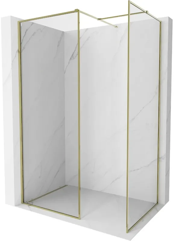 Mexen Kioto-XF ścianka prysznicowa Walk-in z ramką 160 x 90 cm, transparent 10 mm, złota - 800-160-202-04-50-090-XF