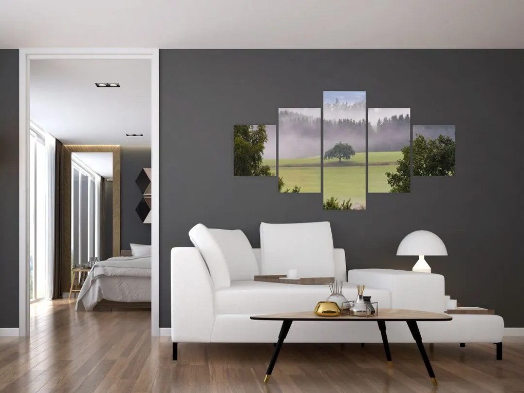 Obraz łąki z drzewem (125x70 cm)