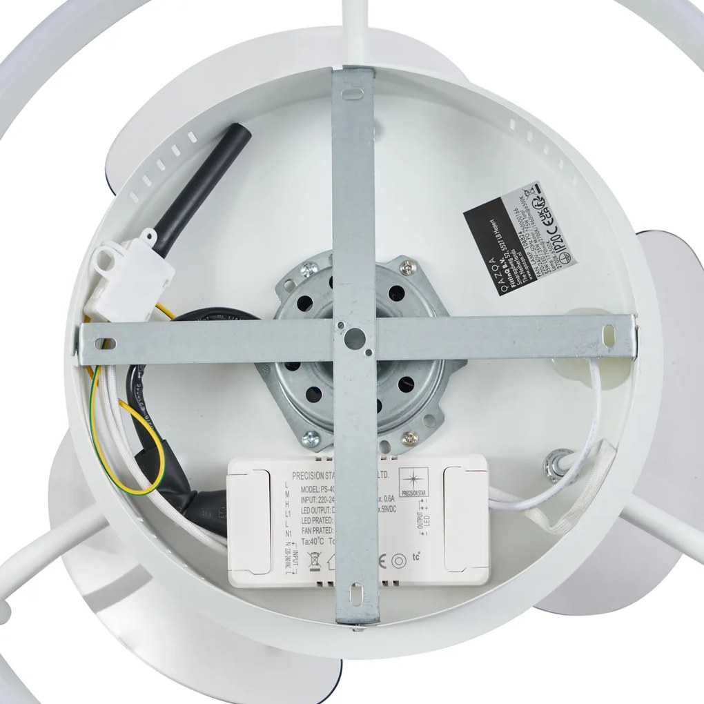 Wentylator sufitowy biały 50 cm z LED z funkcją ściemniania i pilotem - Maddy