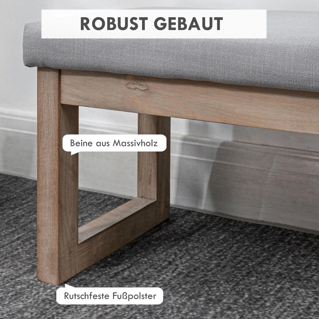 HOMCOM Podnóżek, pufa z wykończeniem imitującym len, siedzisko na drewnianych nogach